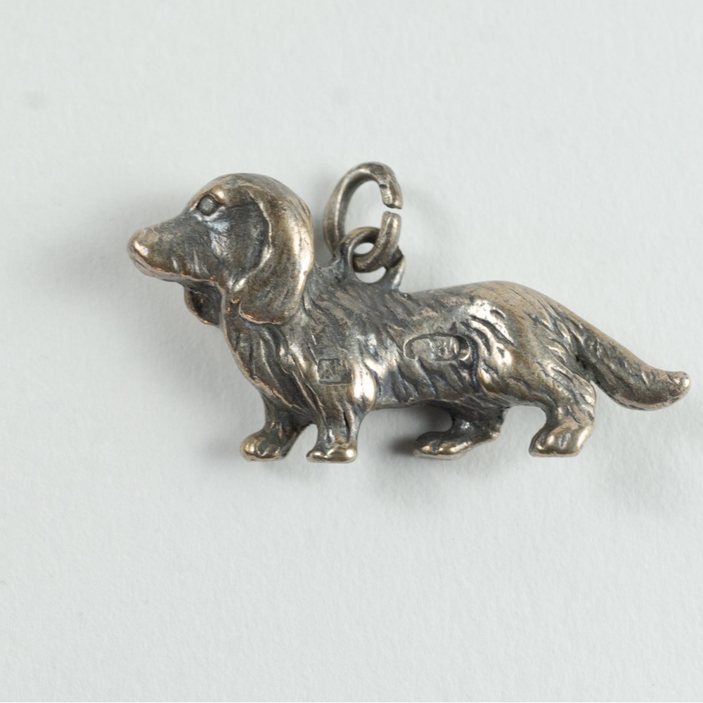Fabrege dog pendent in silver